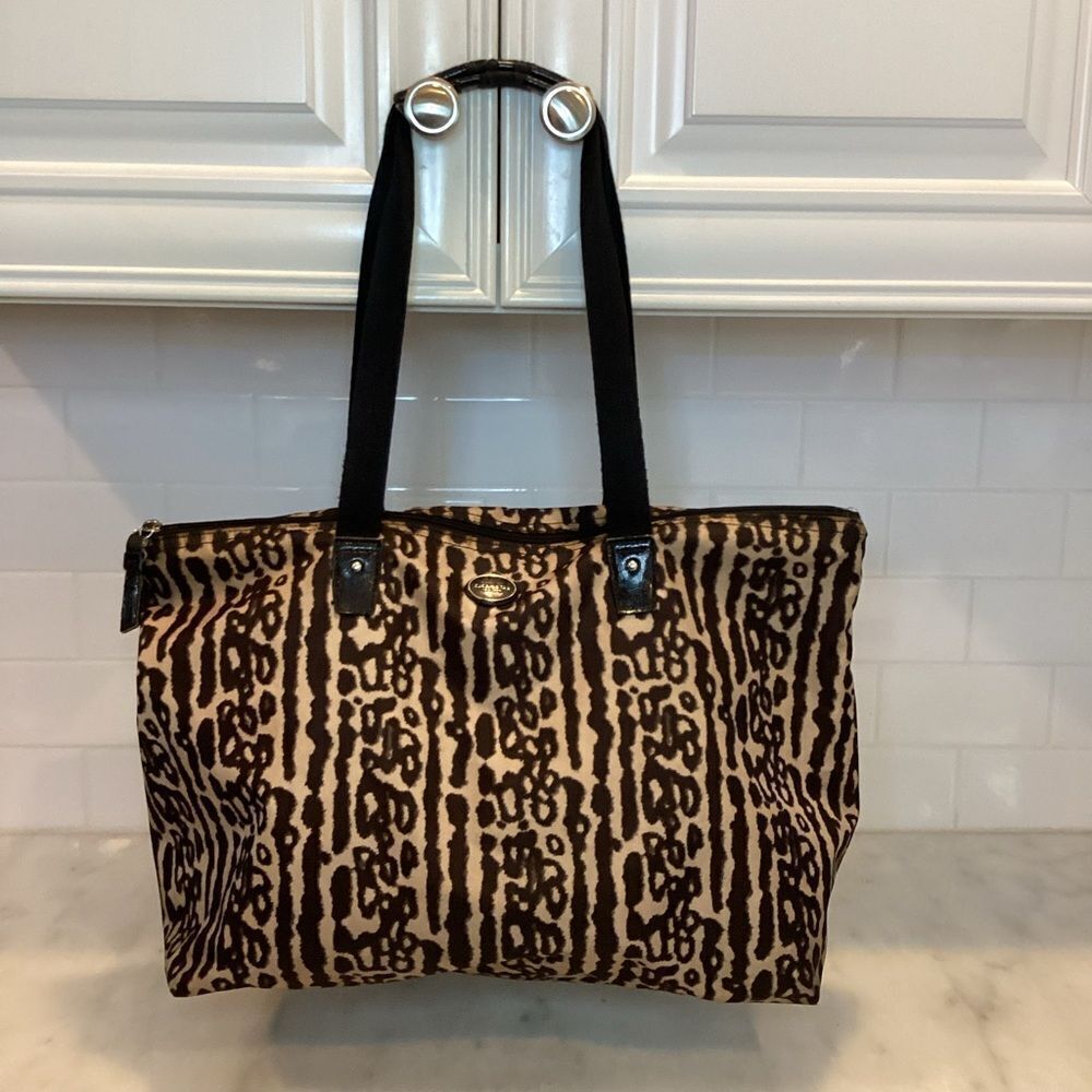 Coach Bag Purse Handbag Pocketbook Ocelot Print Nylon Travel Weekend Travel Bag